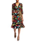 Jesse Blouson-sleeve Midi Faux-wrap Dress
