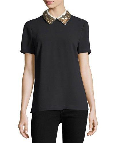 Amaranth Sequin-collar Blouse