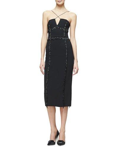 Lena Crisscross-front Sheath Dress, Black