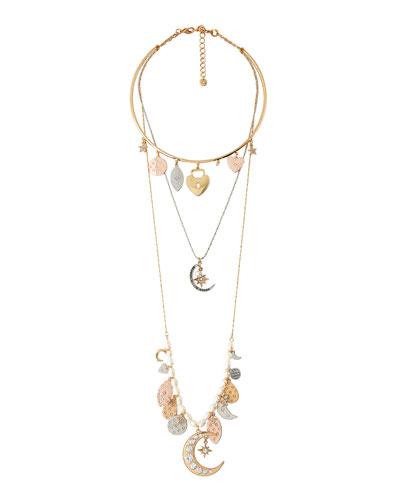 Three-row Celestial Charm Necklace