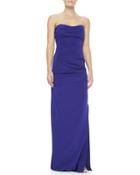 Ruched Strapless Stretch-silk Gown
