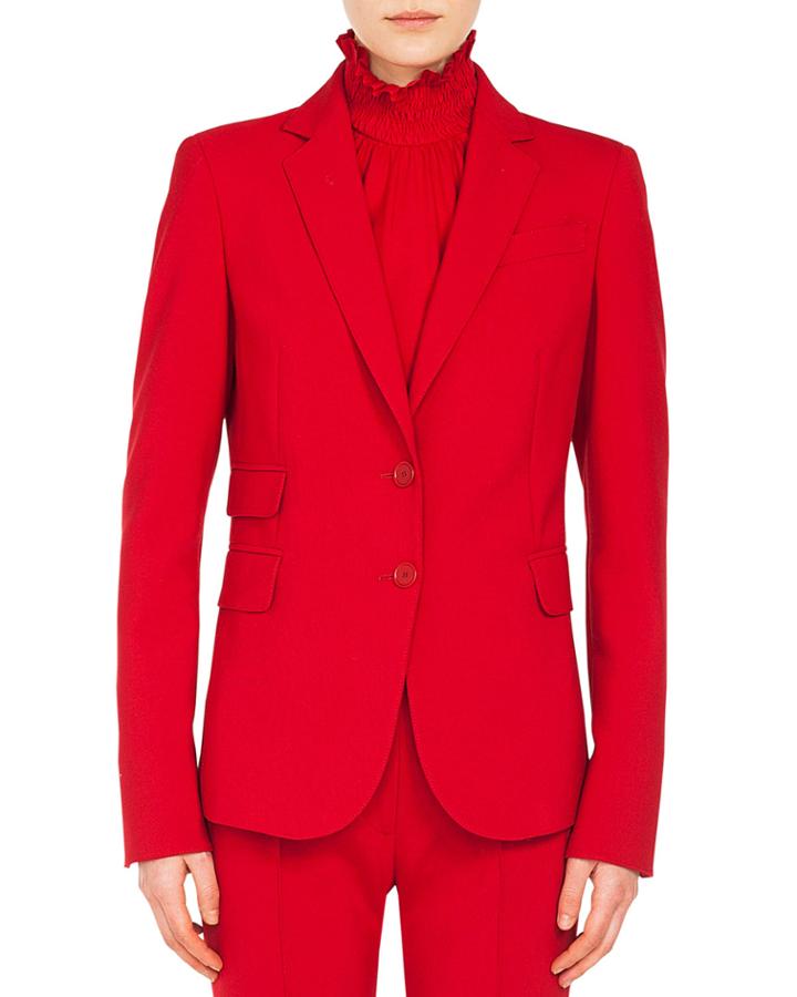 Notched-lapel Two-button Stretch-crepe Blazer