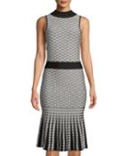 Mock-neck Sleeveless Fit-and-flare Dress