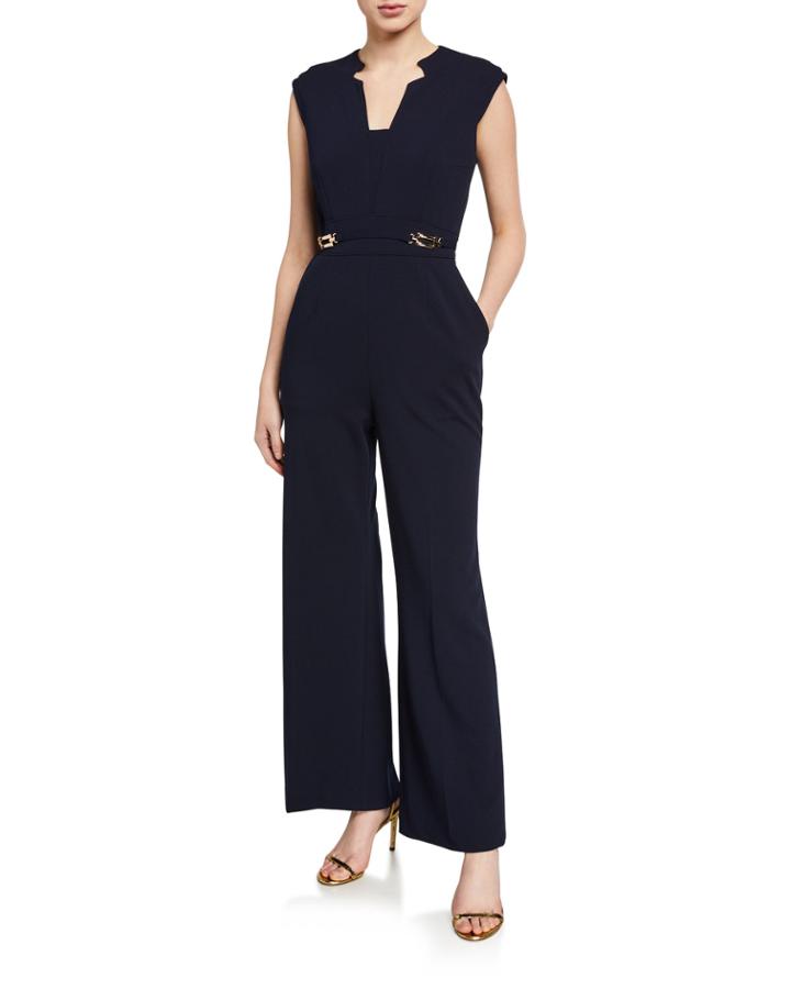 Crepe Notch Neck Jumpsuit