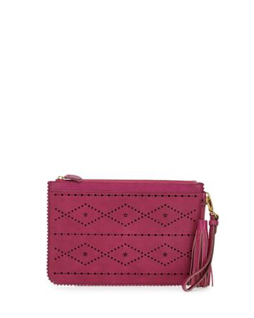 Isabella Fiore Emma Flower & Diamond Perforated Clutch, Magenta (pink), Women's