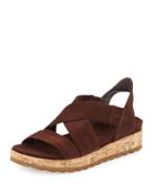 Lisa Suede Crisscross Sandal, Chocolate