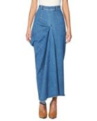 High-waist Draped Denim Maxi