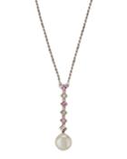 18k White Gold Diamond, Sapphire & Pearl Necklace