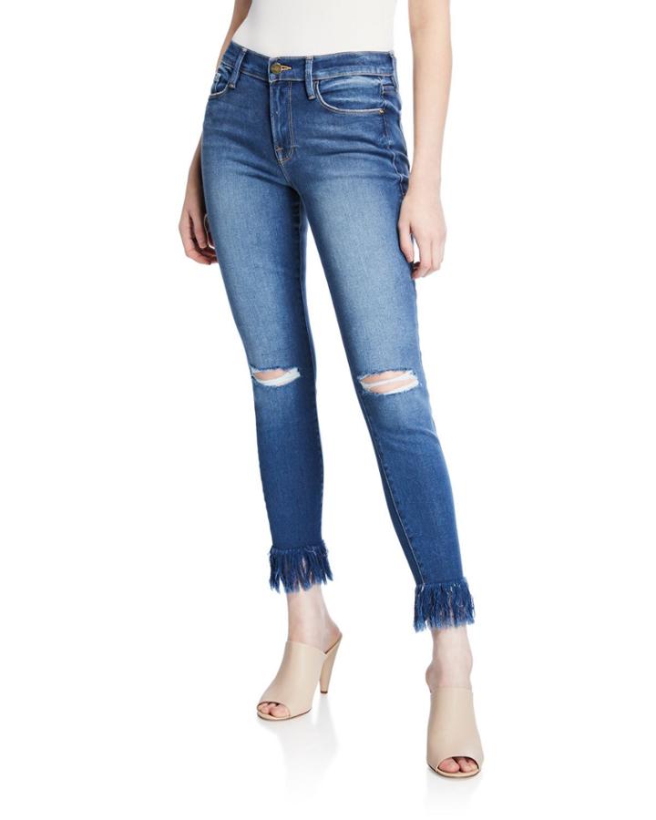 Le Skinny De Jeanne With Shredded Hem & Ripped Knees