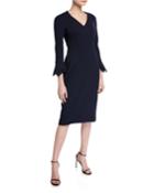 Fitted Handkerchief-sleeve V-neck Dress