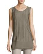 Textured Chiffon-trim Tank,