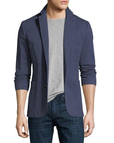 Garment-washed Two-button Blazer, Blue