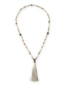 Capri Beaded Leather Tassel Necklace