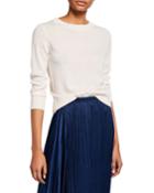 Shrunken Cashmere 3/4-sleeve Crewneck Top