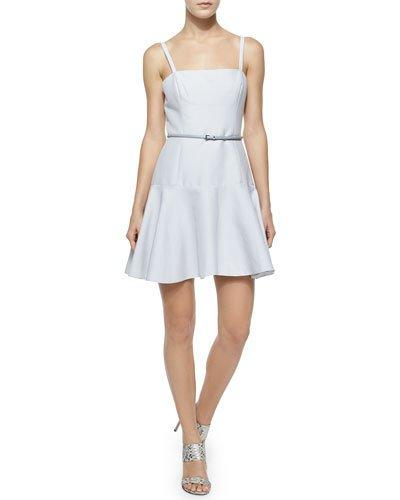 Belted Flounce-hem Dress