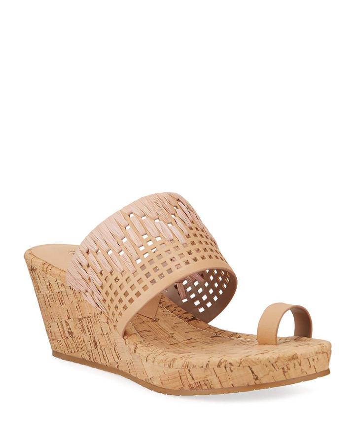 Cutout Leather Cork-wedge