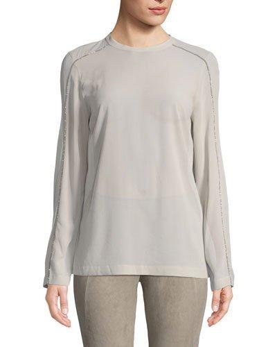 High-neck Monili-beaded Blouse