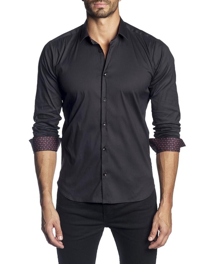 Men's Semi-fitted Long-sleeve Button-down Shirt With Paisley Cuffs