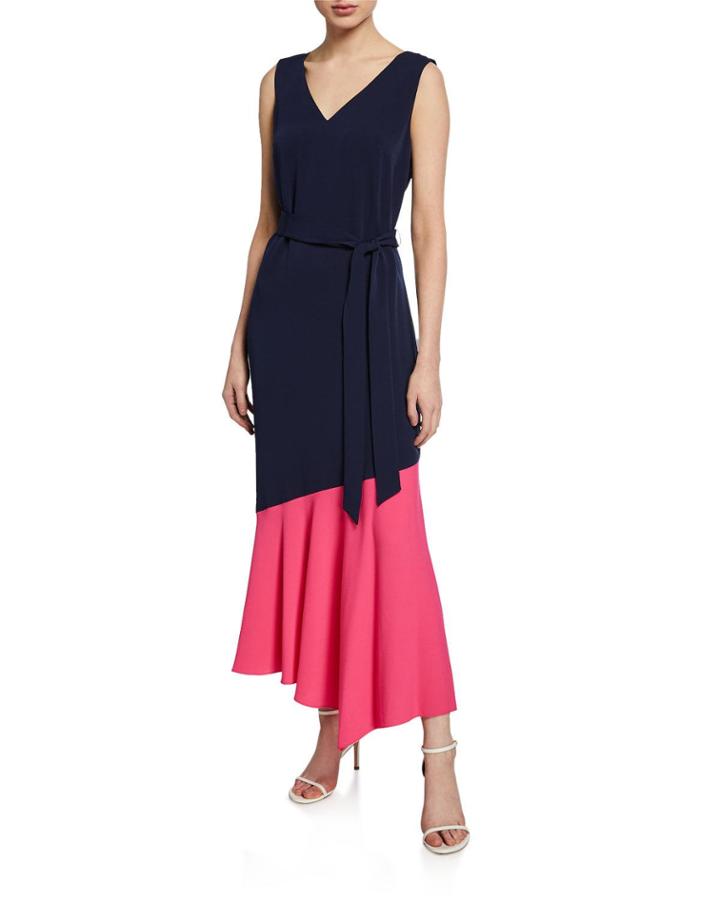 Colorblock Asymmetric Self-tie