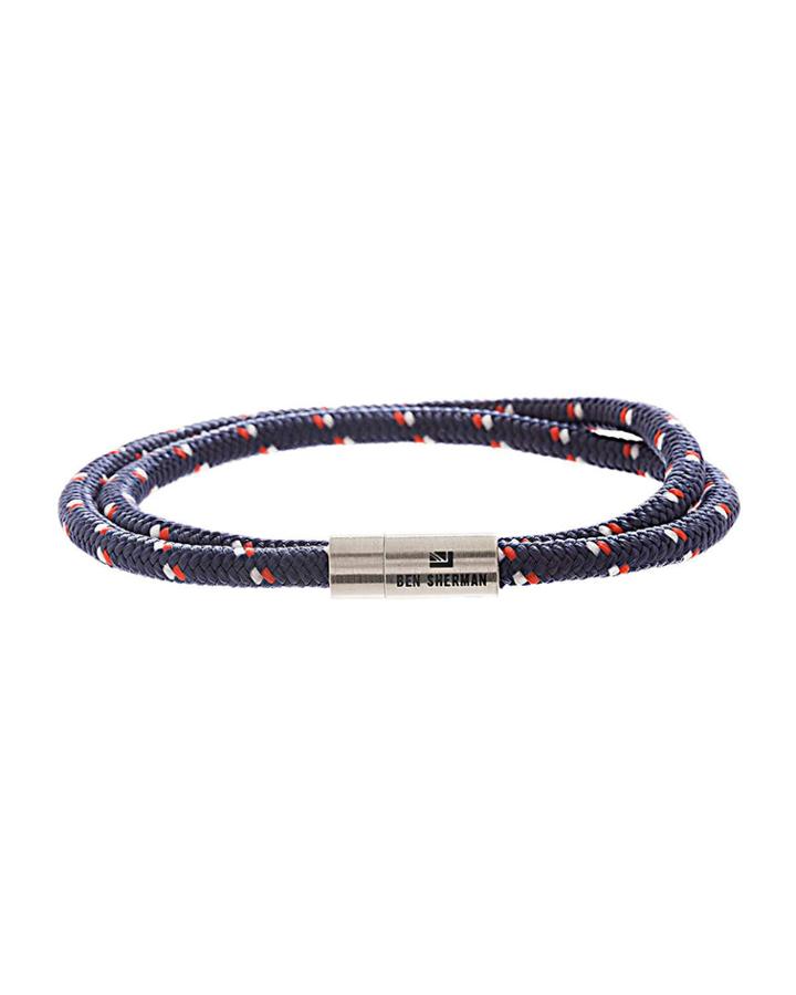 Men's Wraparound Cord Bracelet With Stainless Steel Clasp,
