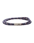 Men's Wraparound Cord Bracelet With Stainless Steel Clasp,
