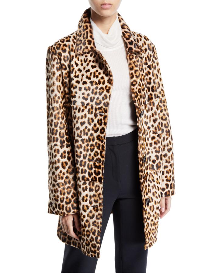 Leopard-print Shearling And