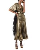 Metallic Ruched Cocktail Dress