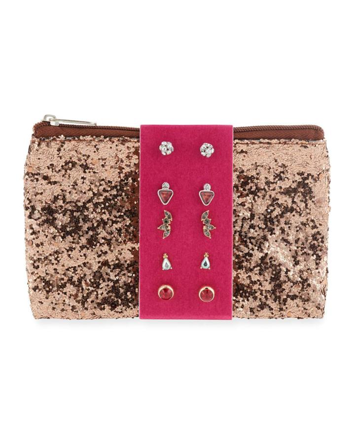 Glitter Pouch & Stud Earrings Gift