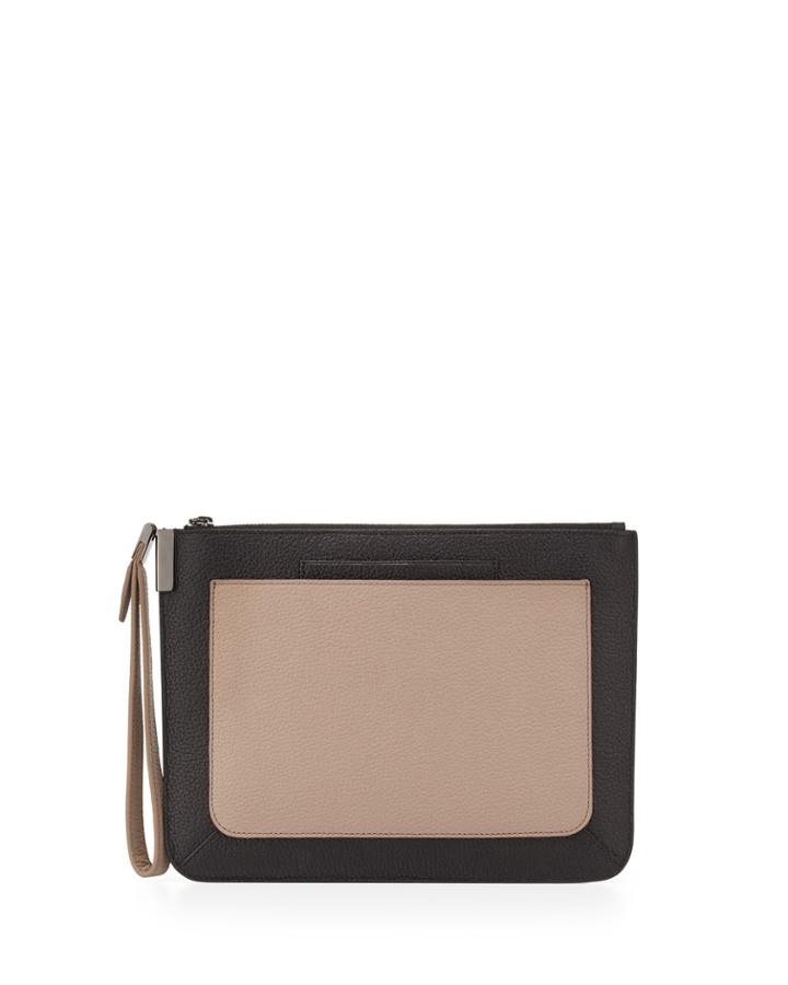 Time's Arrow Ishi Small Leather Wristlet, Oyster/black, Women's, Oyster / B