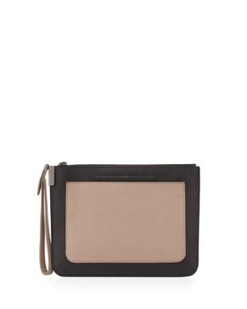 Time's Arrow Ishi Small Leather Wristlet, Oyster/black, Women's, Oyster / B