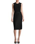 Sleeveless Pleated Cocktail Dress, Black