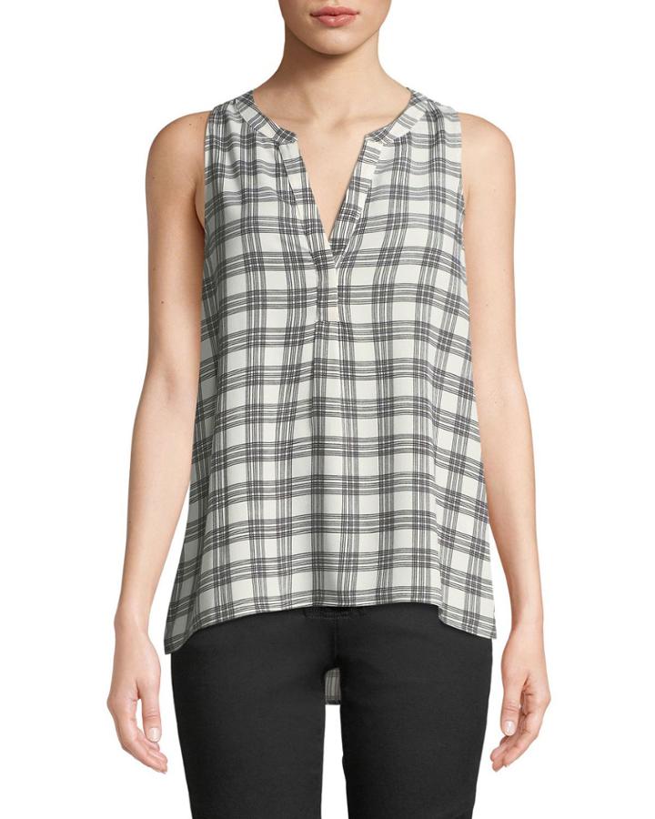 Aruna Checkered Sleeveless Blouse