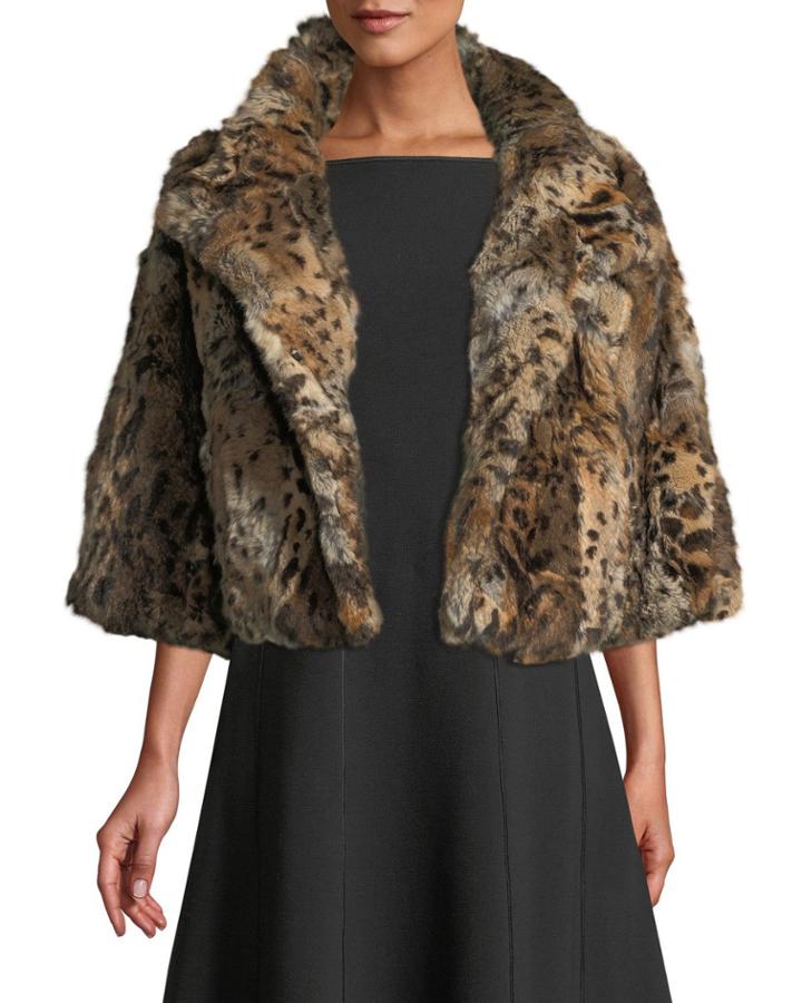 Leopard-print Rabbit Fur Jacket