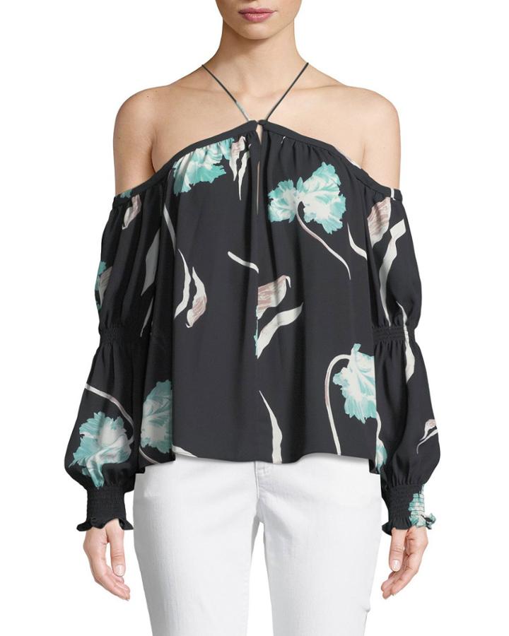 Halter-neck Cold-shoulder Blouse