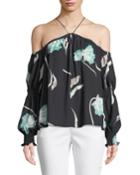 Halter-neck Cold-shoulder Blouse