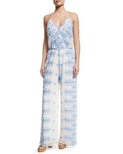 Bianca Roselle Scallop Lace Jumpsuit, White