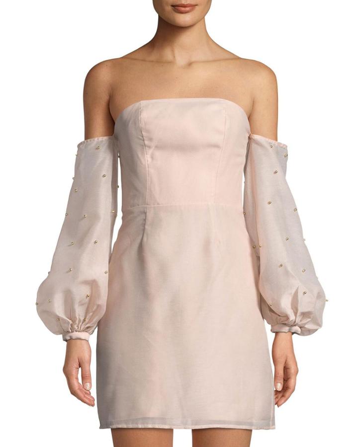 Off-the-shoulder Pearly-sleeve