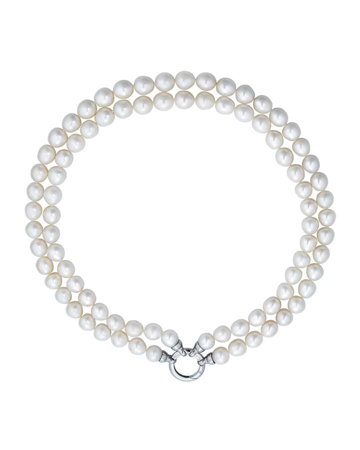 Detachable 2-row Pearl Necklace, White