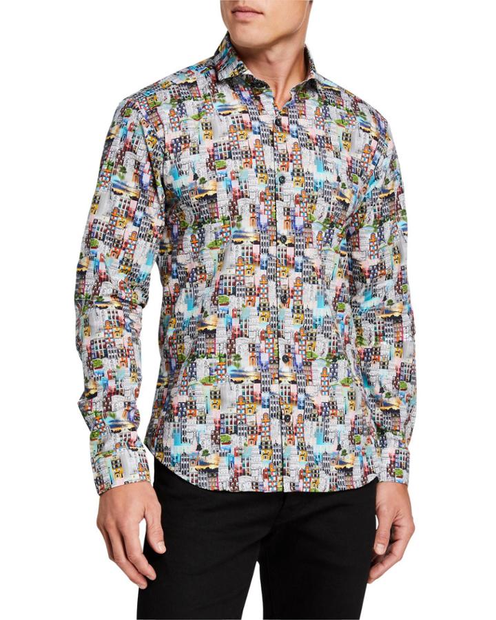 Men's Building-print Long-sleeve