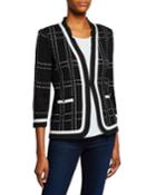 3/4-sleeve Short Plaid Jacket With