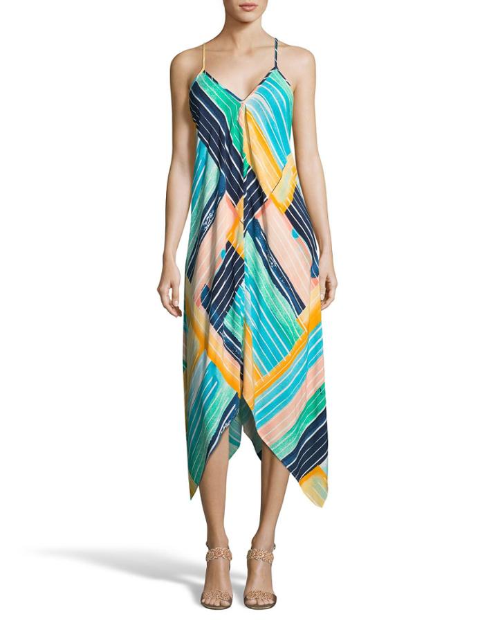 Striped V-neck Handkerchief Dress