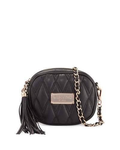 Nina Quilted Leather Crossbody Bag, Black