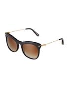 Fairfax Modified Cat-eye Combo Sunglasses, Black/brown