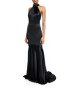 Charm Tie-back Halter Gown With Godet Hem