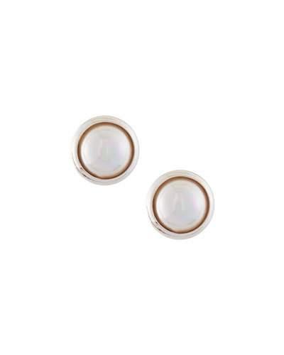 8mm Mabe Pearl Button Earrings