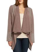 Two-pocket Fleece Open-front Cardigan, Taupe