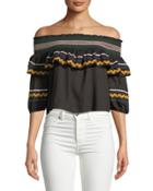 Off-the-shoulder Crop Blouse