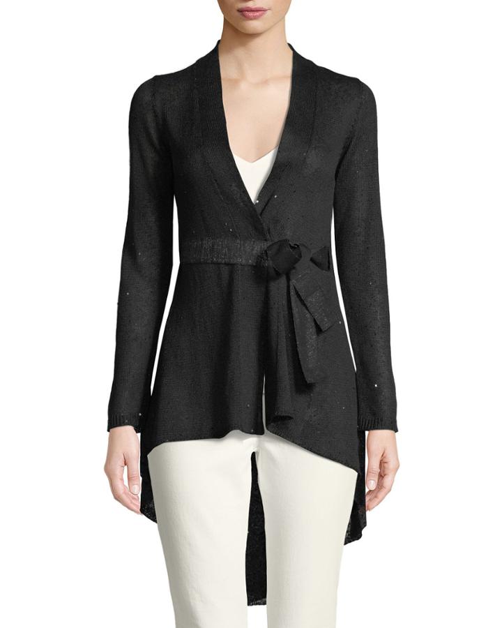 High-low Wrap Shimmer Cardigan