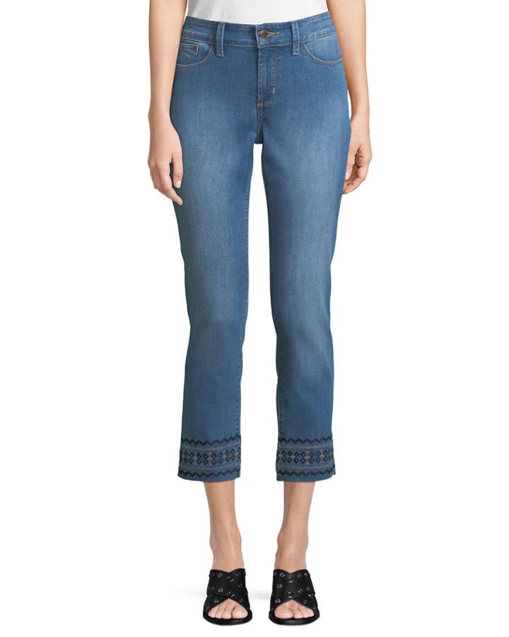 Sheri Embroidered-ankle Jeans,