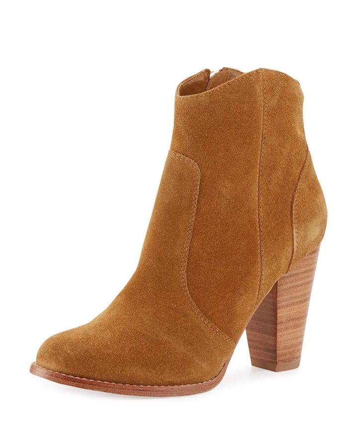Dalton Suede Stacked-heel Bootie